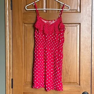 ELLE Red and White Polka Dot Mini Dress With Pockets XS